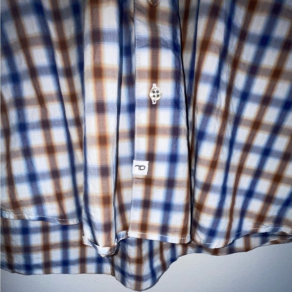 7 Diamonds Mens Shirt Blue Brown White Check Plaid 100% Cotton Size XL - Picture 5 of 14